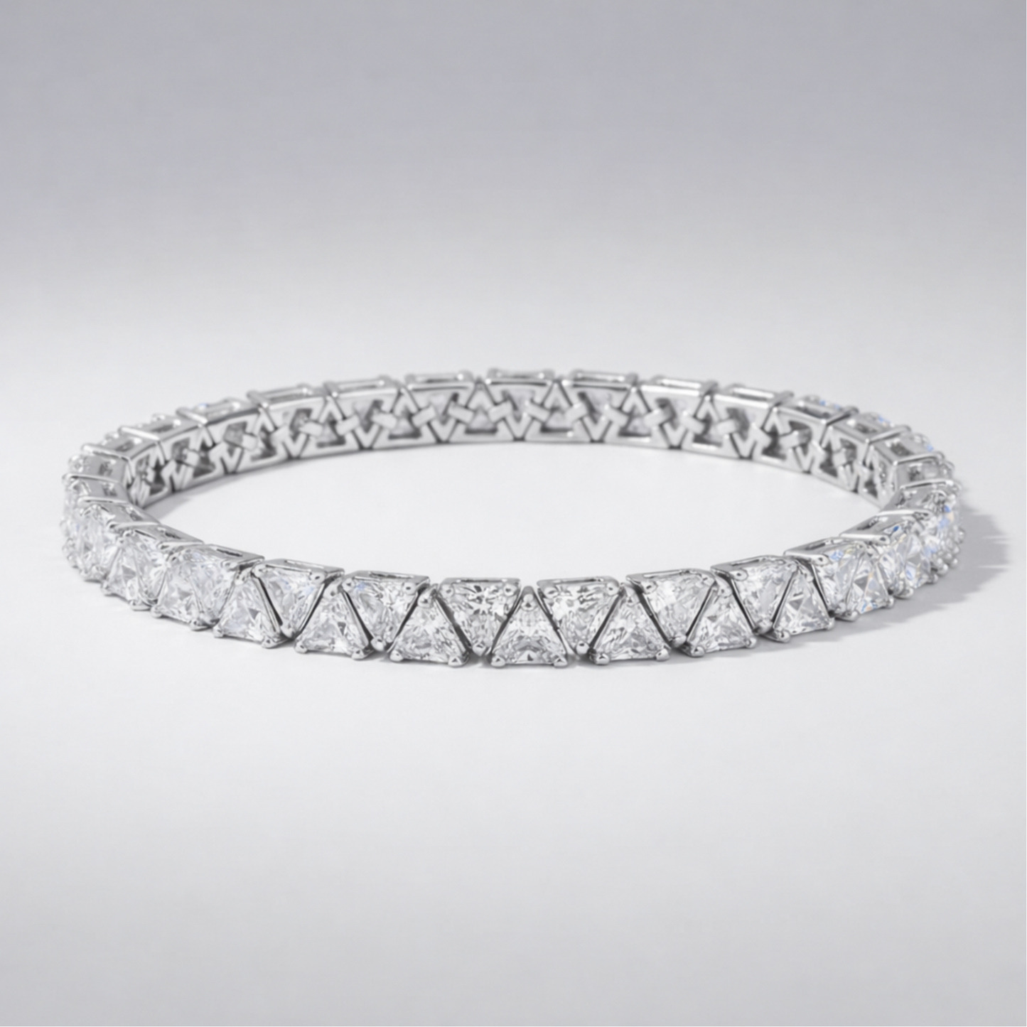 Studio view of the Divinity tennis bracelet featuring brilliant cubic zirconia stones in a classic setting.